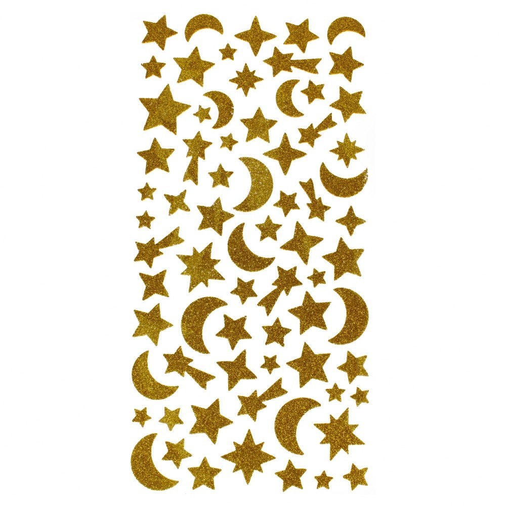 DECORATIVE SELF-ADHESIVE EVA STARS GOLD-GLITTER CRAFT WITH FUN 501778 CRAFT WITH FUN
